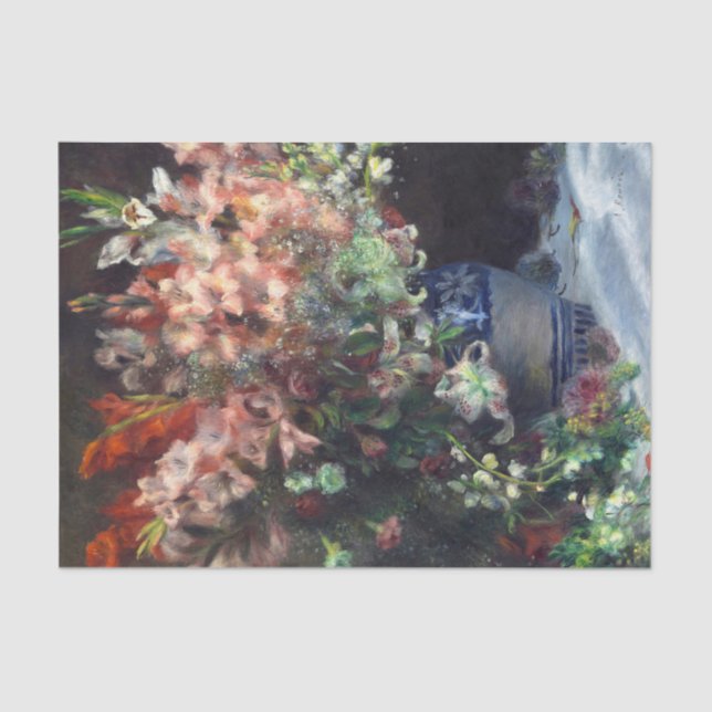 Papier Mousseline Gladioli dans un vase par Auguste Renoir Art (Recto)