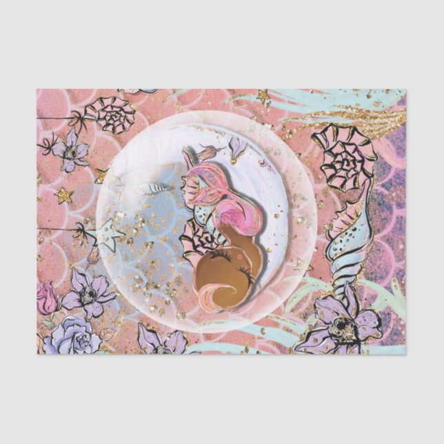 Papier Mousseline Glam Dark Mermaid Girls Baby shower fête d'anniver (Recto)