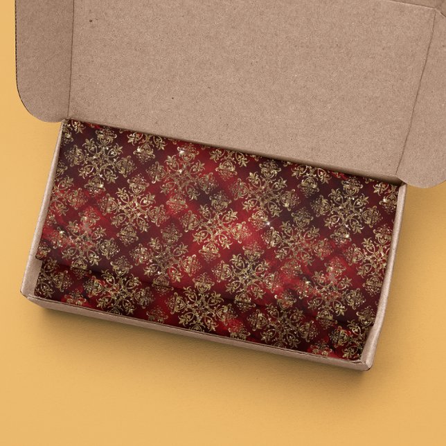 Papier Mousseline Glam Élégant or rouge Noël (Créateur téléchargé)