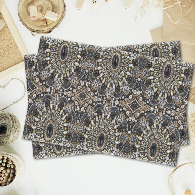 Papier Mousseline glam girly art déco or noir bohème (girly glam art deco black gold bohemian tissue paper)