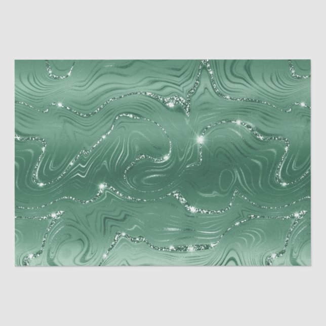Papier Mousseline Glam Green Glittery (Recto)