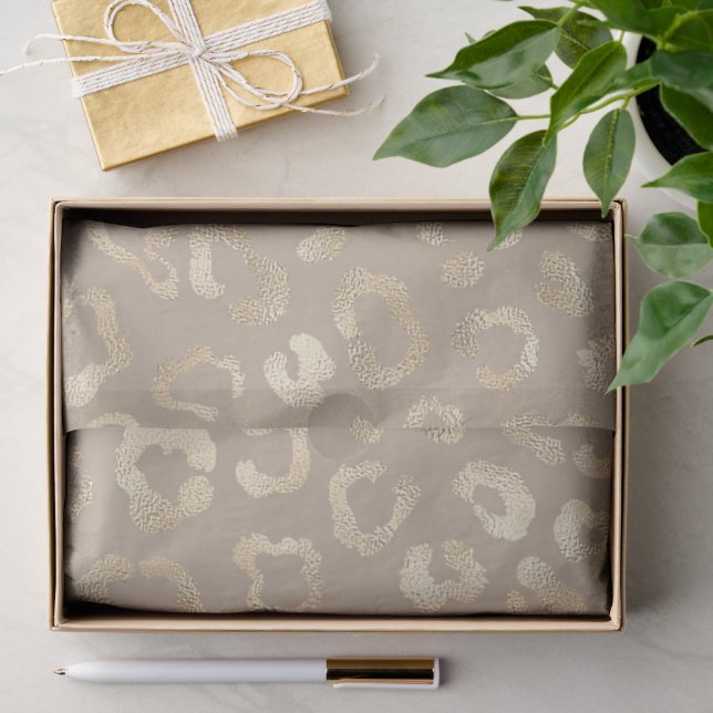 Papier Mousseline Glam Leopard Spot Motif Safari Gold ID11154 (Cadeau)