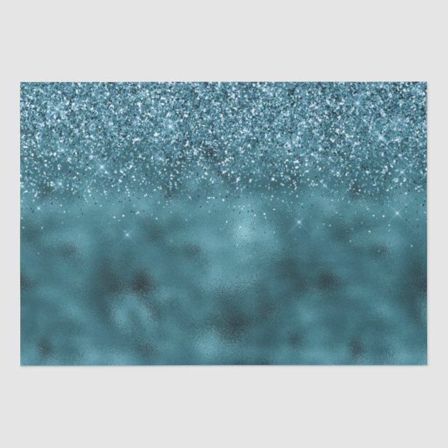 Papier Mousseline Glam Parties scintillant turquoise Glitz (Recto)