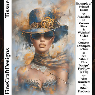 Papier Mousseline Glam Steampunk Femme En Casquette, Verres CV1 Déco