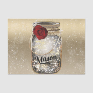 Papier Mousseline Glamme dorée Rouge Rose Mason Jar