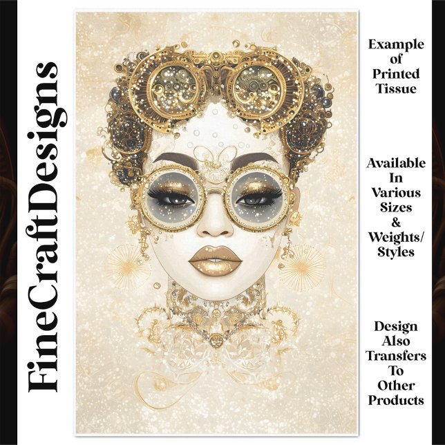 Papier Mousseline Glamour Chic Steampunk Femme Gold Q1 Découpage (Créateur téléchargé)