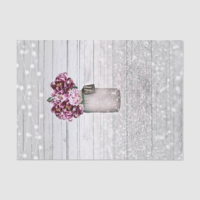 Papier Mousseline Glamour rustique Bois & Fleurs de pot Mason Bourgo (Recto)