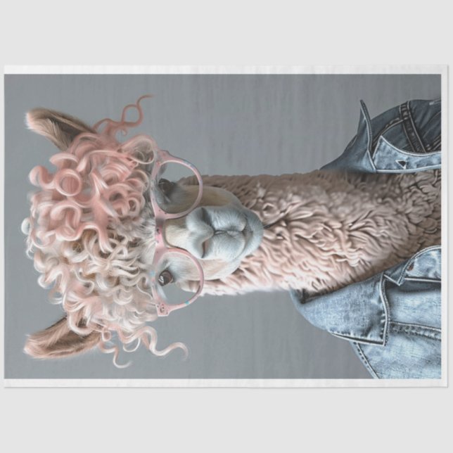 Papier Mousseline Glamours Pink Haie Llama Salon Jour Découpage (Recto)