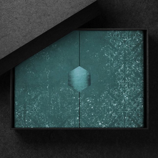 Papier Mousseline Glimmery Turquoise Grunge | Riche verre vert foncé (Créateur téléchargé)