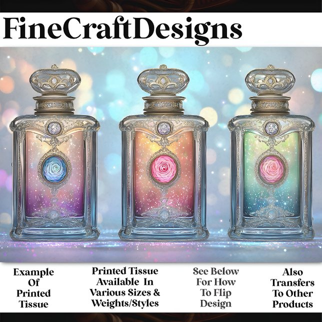 Papier Mousseline Glitterie Bouteilles de parfum Orné AF5 Découpage (Créateur téléchargé)