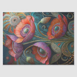 Papier Mousseline Glittering Poppy Love, Embellisted Garden Finery