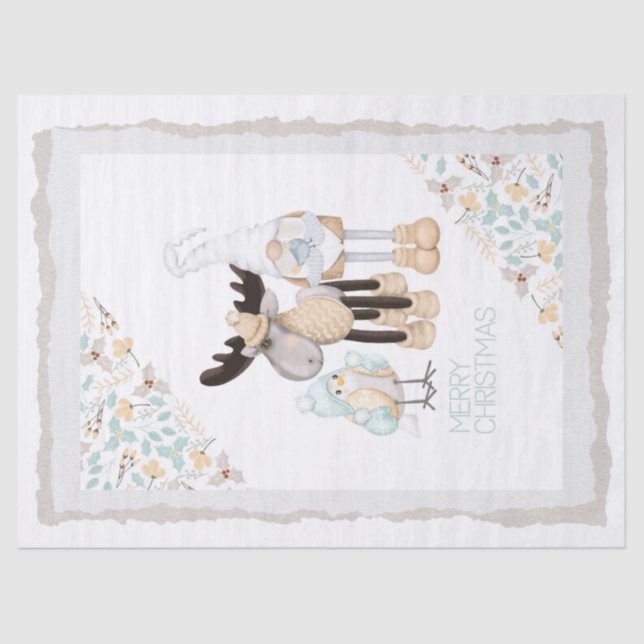 Papier Mousseline Gnome de Noël scandinave - Oie - Oiseau (Recto)