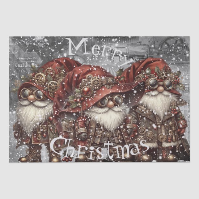 Papier Mousseline Gnome Steampunk Noël d'hiver (Recto)