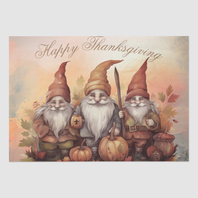 Papier Mousseline Gnomes d'automne de Thanksgiving (Recto)