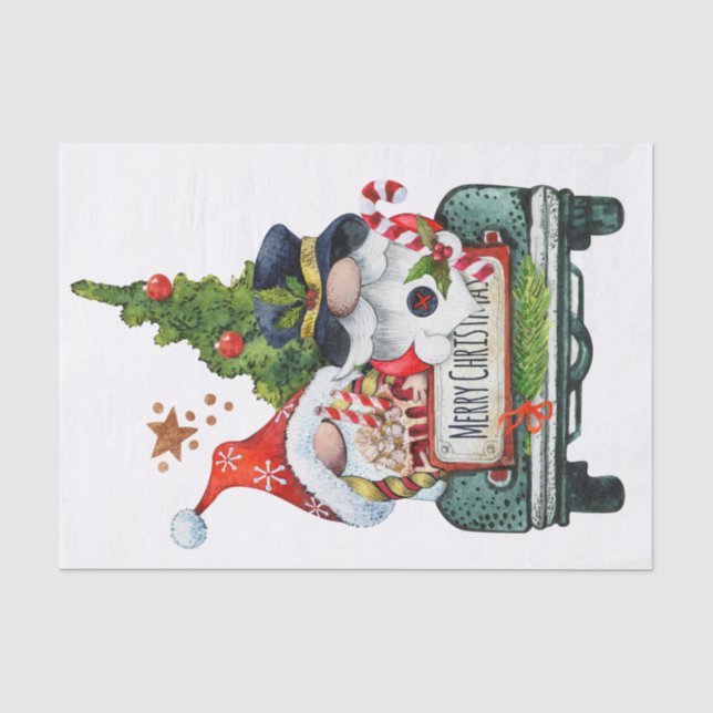 Papier Mousseline Gnomes de camion de Noël (Recto)