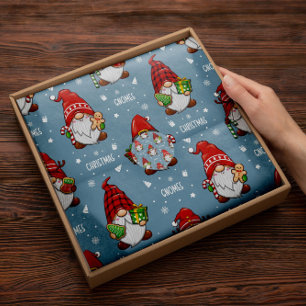 Papier Mousseline Gnomes Santa Claus   Papier rouge Tissu de Noël