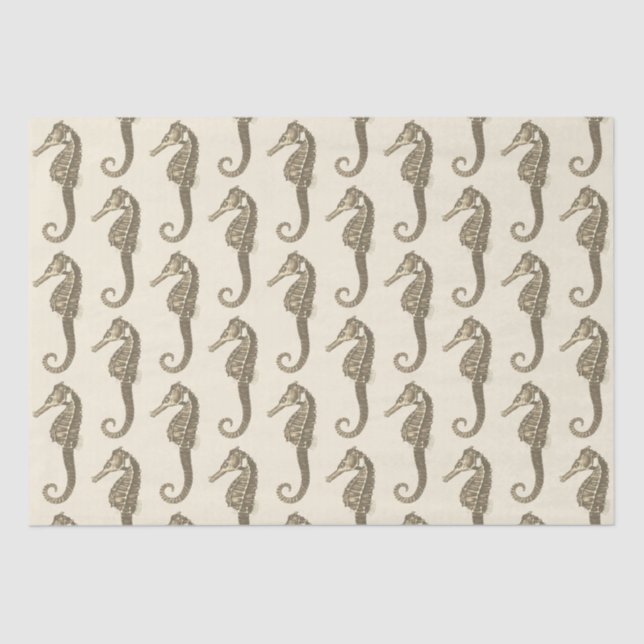 Papier Mousseline Gold Beige Marine Life Motif (Recto)