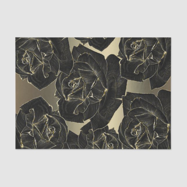 Papier Mousseline Gold & Black Rose Glam Elegant Classy Chic Party (Recto)