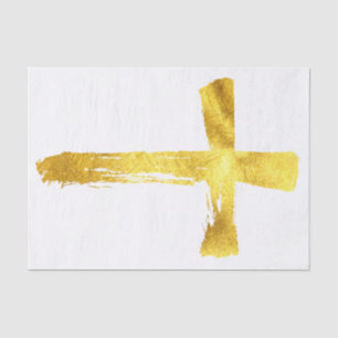 Papier Mousseline Gold Brush Cross - Elégant Christian Crucifix Big