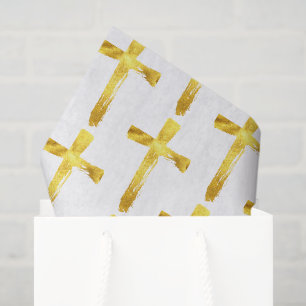 Papier Mousseline Gold Brush Cross - Moderne Christian Crucifix