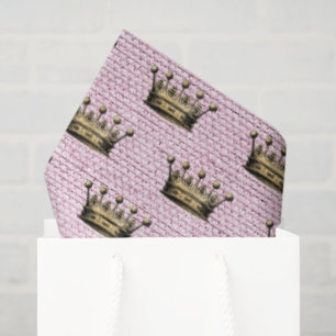 Papier Mousseline Gold Crown Royal Motif Rose Linen Princesse Chic