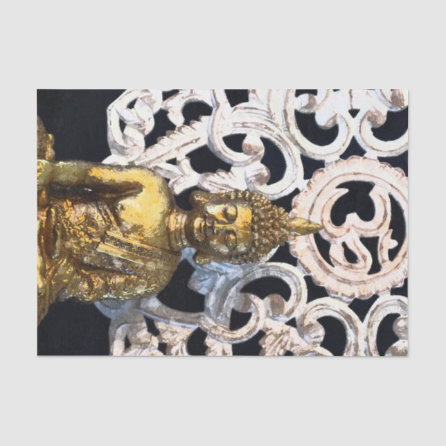 Papier Mousseline Gold Earth Bouddha OM Aum Ajna Méditation Party (Recto)