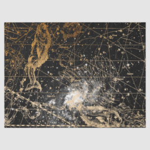 Papier Mousseline Gold et Black Galaxy Star Map Series Design 12