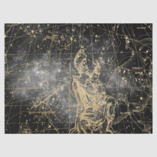 Papier Mousseline Gold et Black Galaxy Star Map Series Design 2