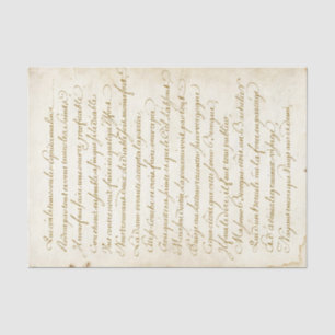 Papier Mousseline Gold French Calligraphie Parchemin de script Vinta