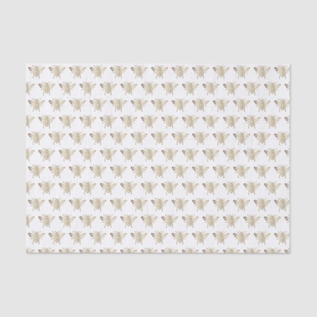 Papier Mousseline Gold Gradient Embossed style Honeybee Motif (Recto)