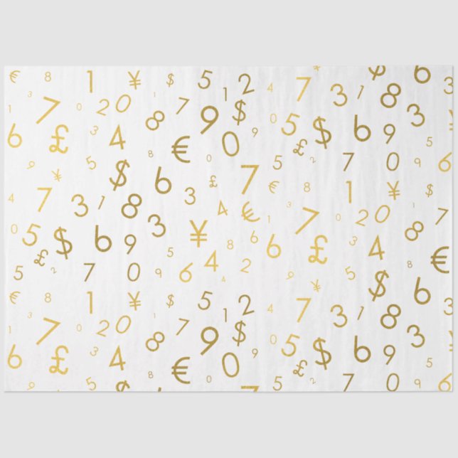 Papier Mousseline Gold Luxury Numéros & Devise Symboles Motif (Recto)