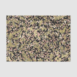 Papier Mousseline Gold Pink Green Camouflage noir fête d'anniversair