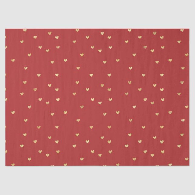 Papier Mousseline Gold Red Hearts (Recto)