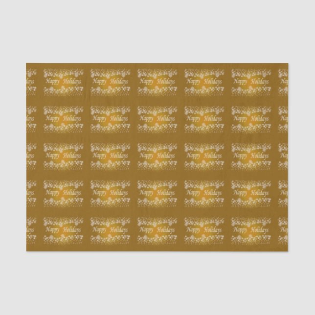 Papier Mousseline Gold Shining Stars Happy Holiday Tissu Papier (Recto)
