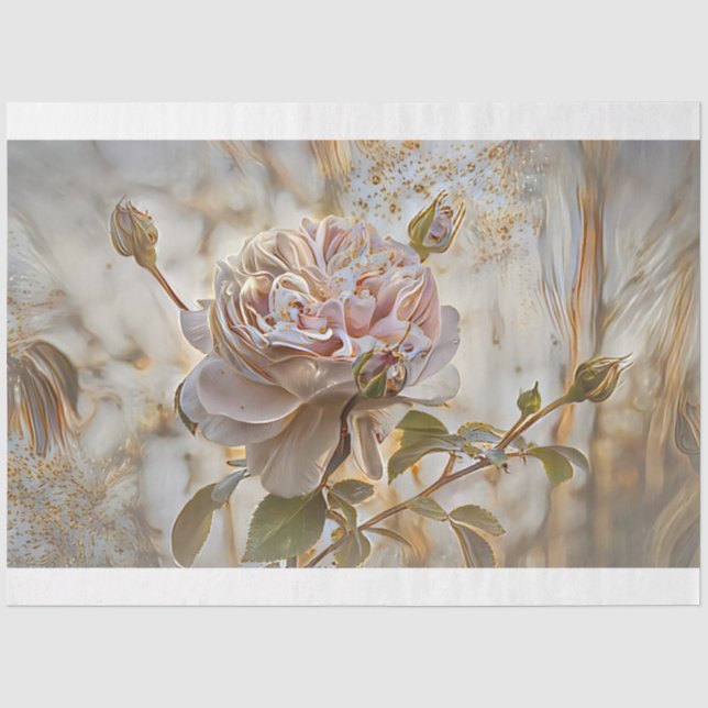 Papier Mousseline Gold Silk Elegant Unique Rose Art Dream (Recto)