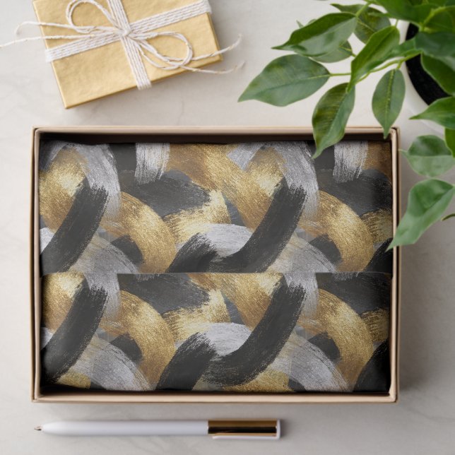 Papier Mousseline Gold Silver Black Christmas Celebration (Cadeau)