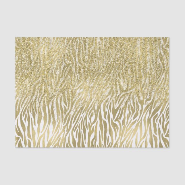 Papier Mousseline Gold Sparkle Faux Glitter Zebra (Recto)