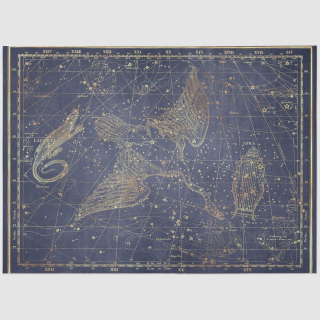 Papier Mousseline Gold Star Map Series Design 10 (Recto)