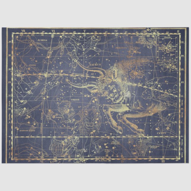 Papier Mousseline Gold Star Map Series Design 17 (Recto)