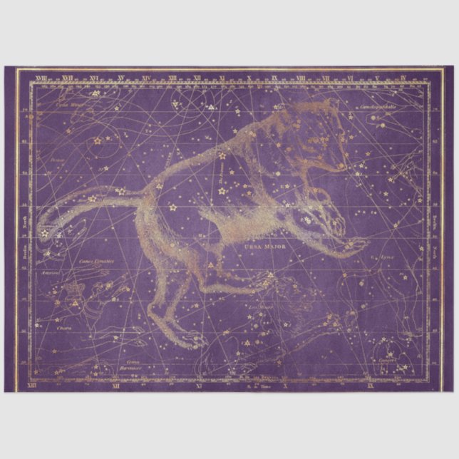 Papier Mousseline Gold Star Map Series Design 7 (Recto)