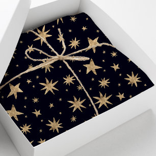 Papier Mousseline Gold Stars Marine Sky Trendy Starry Motif