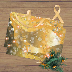 Papier Mousseline Gold Winter Wonderland Snowflakes Et Lumières