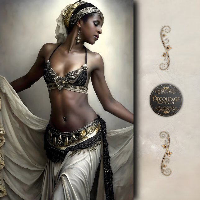 Papier Mousseline Golden Dancer in Regal Beadwork Decoupage  (Golden Dancer in Regal Beadwork Decoupage Tissue Paper)