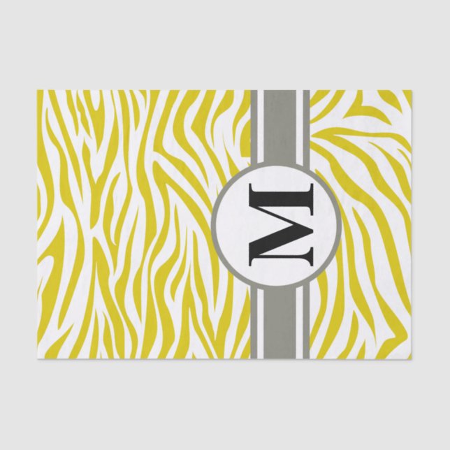 Papier Mousseline Golden Poppy Safari Zebra avec monogramme (Recto)