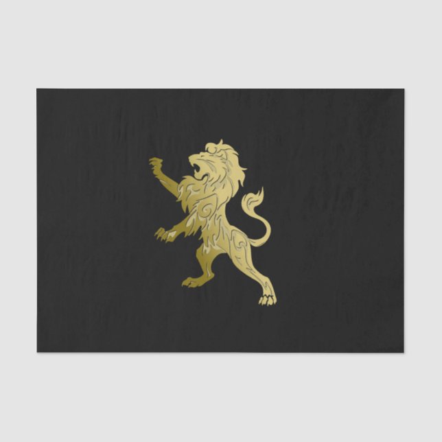 Papier Mousseline Golden Royal Lion sur le nom personnel noir (Recto)