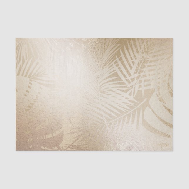 Papier Mousseline Golden Shine Botanique Tropical Palm Tree Feuilles (Recto)