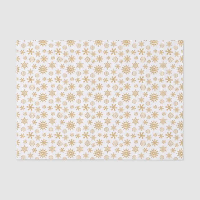 Papier Mousseline Golden Snowflakes Motif Livre blanc Tissu (Recto)