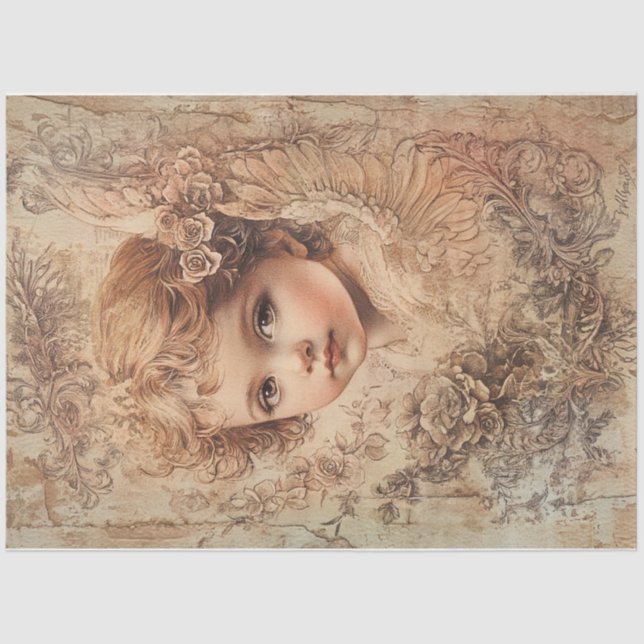 Papier Mousseline Golden Valentine Angel (Recto)