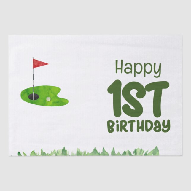 Papier Mousseline Golf 1er anniversaire golfeur d'un an (Recto)