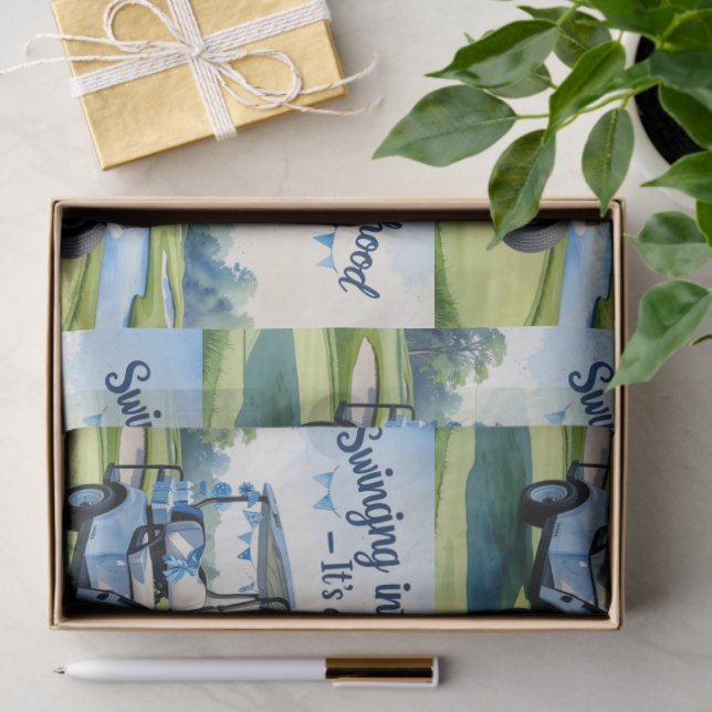 Papier Mousseline Golf Baby shower garçon Bleu thème papier envelopp (Cadeau)